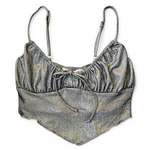 Urban Outfitters Sparkly Metallic Dark Gray Crop Top Size Medium